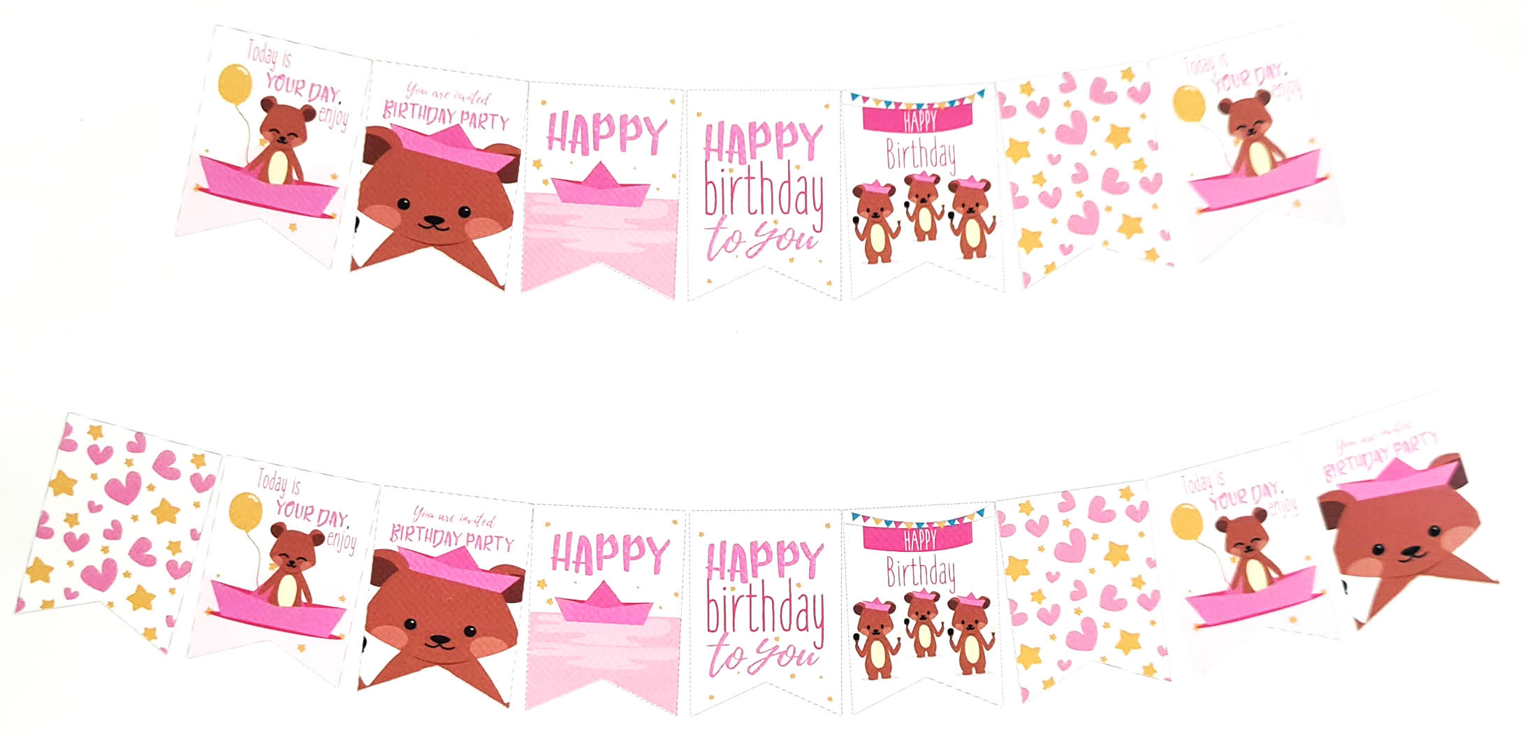 Happy Pink Bear Jointed Banner